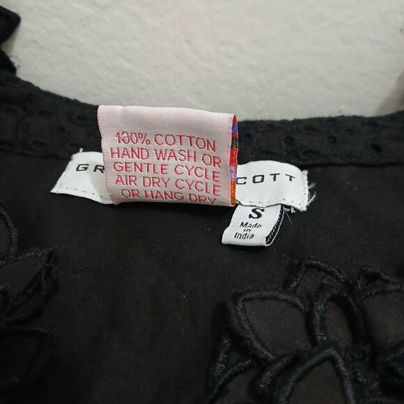 Gretchen Scott Womens Small eyelets black shift dress - Picture 7 of 7